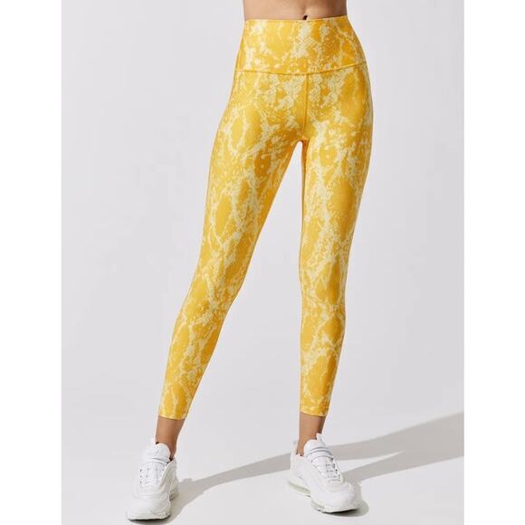 CARBON38 High Rise 7/8 Leggings Womens Medium Kumquat Yellow Snake Python - Picture 2 of 16